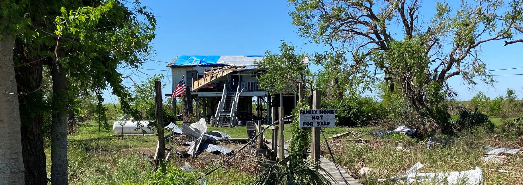 Damage from Hurricane Ida, Isle de Jean Charles, LA 09/23/2021