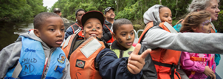 Children on a boat ride.